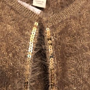 Monsoon girls gold fuzzy dress sweater